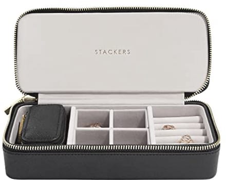 Luxe Sieradenbox voor Reizen met Champagne Gouden Accenten - Compact en Stijlvol