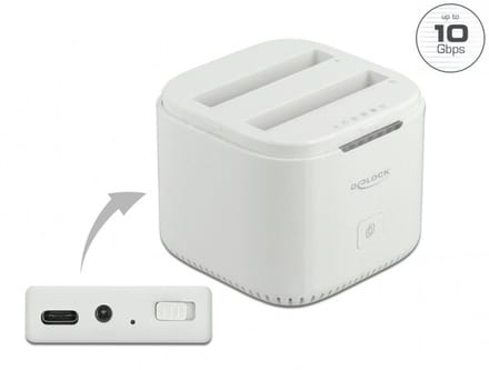 Delock USB Type-C™ 3.2 Docking Station for 2 x 2.5″ SATA HDD / SSD with Clone Function