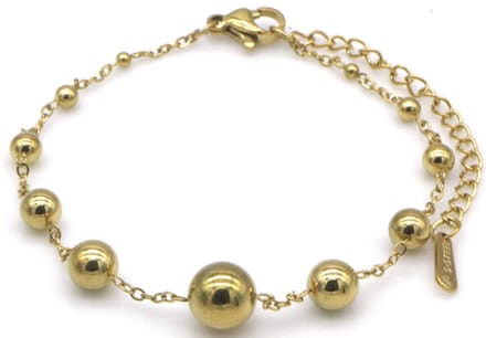 RVS bolletjes armband 16-21 cm – goudkleurig – dames