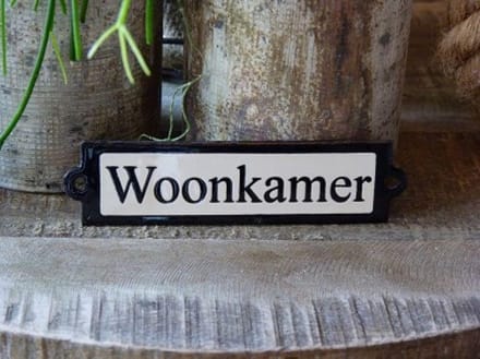 Emaille deurbordje recht 'Woonkamer'