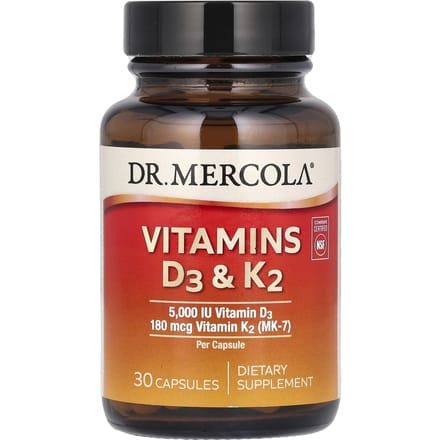 Dr. Mercola - Vitamins D3 5000 IU & K2 MK-7 180 mcg - 30 capsules