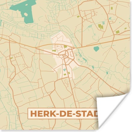 Poster België - Herk-de-Stad - Kaart - Stadskaart - Plattegrond - 75x75 cm