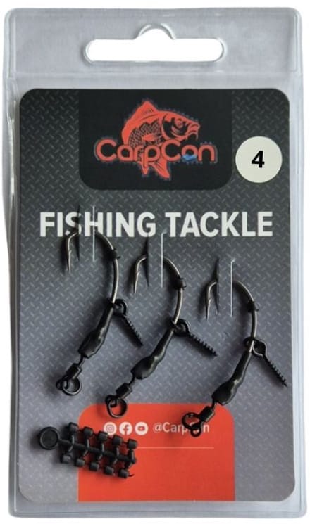 Ronnie/Spinner Rig Hook Section - 3 stuks - Haakmaat #4 - Inclusief 10 Hook Beads - Ready-to-Fish Karper Onderlijn