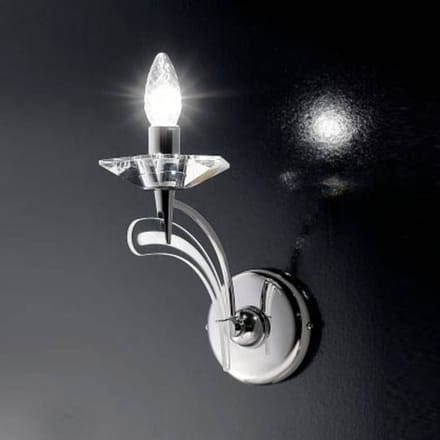 Metallux Wandlamp ICARO, 1-lichts met kristalglas, chroom