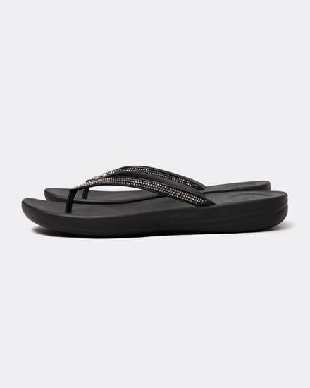 FitFlop Iqushion Sparkle Rubberen Dames Zwarte Flip-Flops