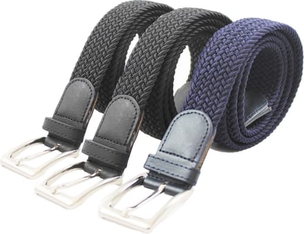 Elastische Broekriem Pakket 2 Zwart en 1 Blauw Elastische Comfortabele Riem –