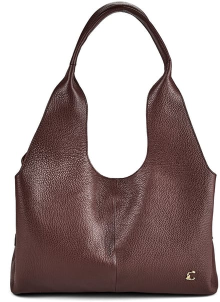 COCCINELLE Leren schoudertas Nell Handbag Grained Leather Berry donkerpaars
