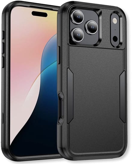 Mobiq - Layered Armor Hoesje geschikt voor iPhone 17 Pro - zwart