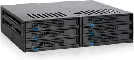 Icy Dock MB326SP-B disk array 0 TB Rack (1U) Zwart