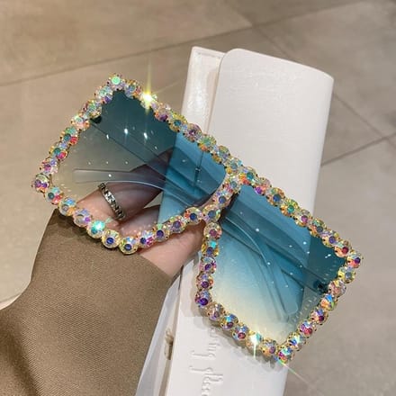 Zonnebril Dames Oversized Vierkant Diamant Heren Mode Strass Zonnebril Dames Luxe Designer Brillen UV400 Unisex white