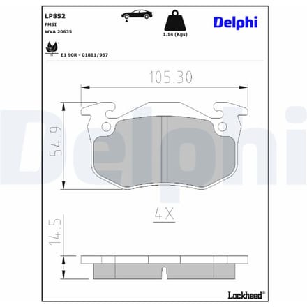 Remblokset DELPHI LP852, voor