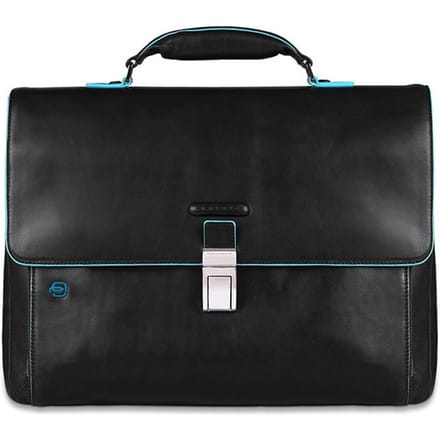 Zak Piquadro Blue Square Black Leather Folder - CA3111B2-N