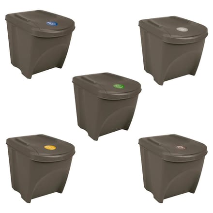 vidaXL - Vuilnisbakken - 3 - st - stapelbaar - 75 - L - polypropeen - grijs