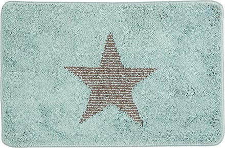 Clayre & Eef Badmat 58x38x1 cm Blauw Polyester Ster