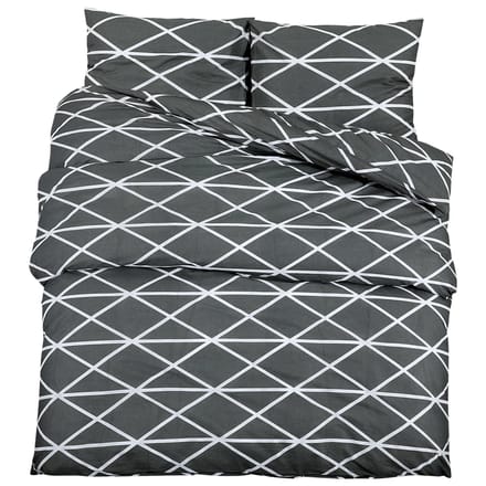 vidaXL - Dekbedovertrekset - 155x220 - cm - katoen - donkergrijs - en - wit