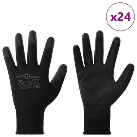 vidaXL Werkhandschoenen 24 st Zwart 10 / xl Polyester