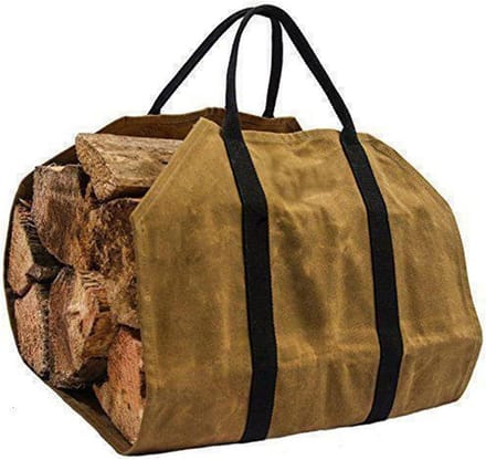 Houtdrager Canvas Tas - Draagtas Mand - Open Haard - Grote Capaciteit - 39 x 18 Inch - Bruin