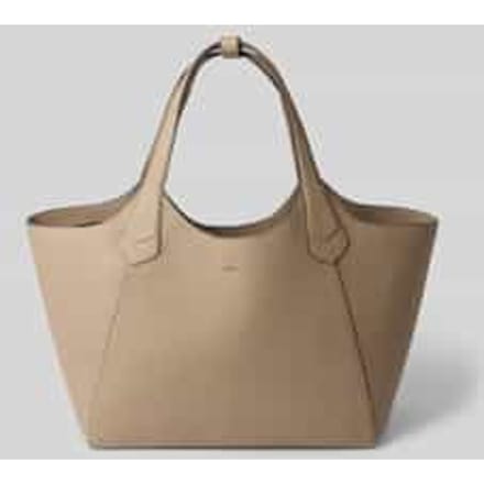 shopper van echt leer met labeldetail