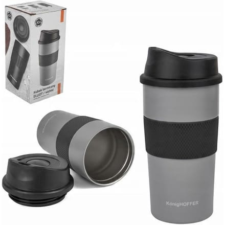 Thermosbeker Elliot 440ml - RVS, Lekvrij, Antislip, Grijs