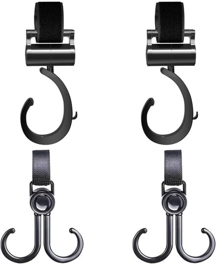 Allecto - Pram Hook - Multi-Purpose Hooks - Ideaal voor Kinderwagens - Zwart - Accessoires voor Strollers - Universele Haak - 4 Stuks