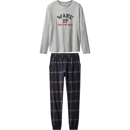 ESMARA Dames pyjama (Grijs/donkerblauw, M (40/42))