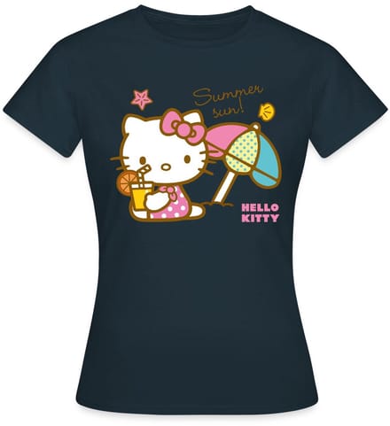 Hello Kitty Op Het Strand Onder Een Zonnescherm T-Shirt Dames
