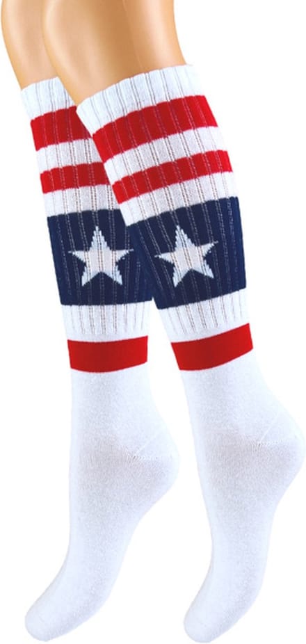 Kniekousen - Sportlook - Ster - Wit/Rood - Maat 23-26