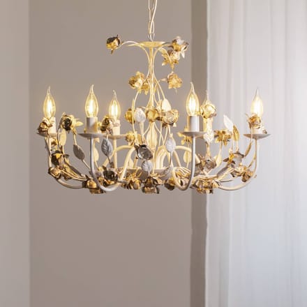 ONLI Kroonluchter Carolina, ivoorkleurig, 6-lamps, ijzer