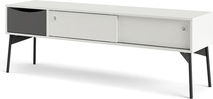 Elly TV-meubel 2 schuifdeuren, 1 lade mat wit, grijs.