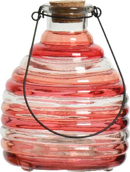Decoris Wespenvanger/wespenval met hengsel - glas - rood - D13 x H17 cm