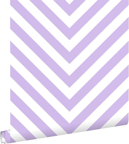 ESTAhome behang chevronpatroon lila paars en wit - 50 x 900 cm - 131407