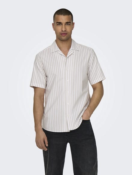ONLY&SONS - ONSALVARO SS RESORT OXFORD STRIPE SHIRT - Heren - Overhemden