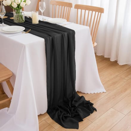 Chiffon Tafelloper - Voor Bruiloft Tafeldecoratie - Zwart