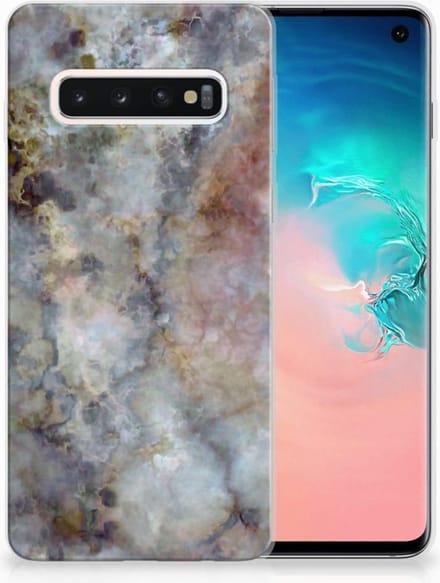 Samsung Galaxy S10 TPU Siliconen Hoesje Marmer Grijs