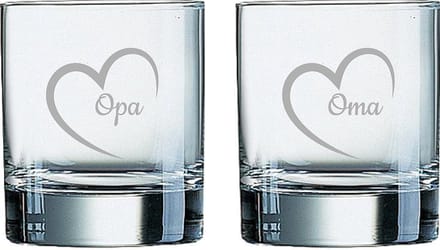 Gegraveerde Whiskeyglas 20cl Opa met hartje & Oma met hartje