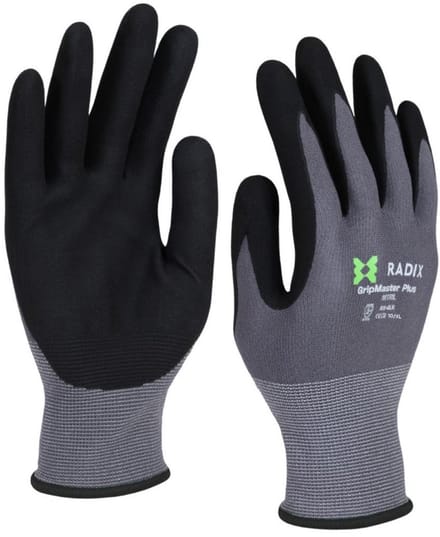 Radix GripMaster Plus - Werkhandschoenen - Nitril Micro Foam - Black/Grey - M10 / XL