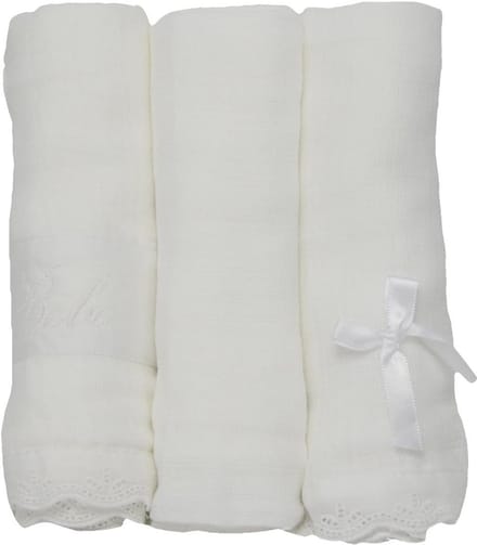 Set van 3 Grote Witte Mousseline Hydrofiele Luiers van 100% Katoen