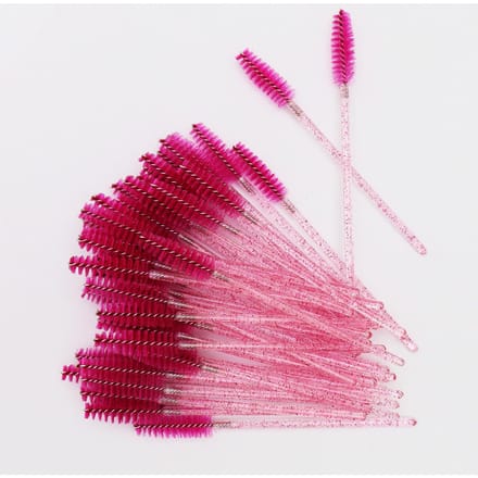 50 stuks Kristallen Wimperborstel Kam Wegwerp Oogwimper Extensions Mascara Staafjes Make-up Professioneel Make-up Schoonheidstool rozerode kleur