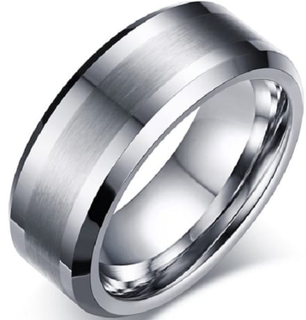 Ring Wolfraamcarbide Zilver Kleur 8 mm. Breed Design | Damesring | Herenring | 18.25 mm. (maat 57)