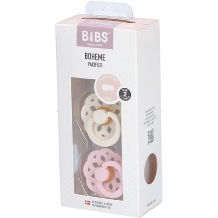 BIBS Boheme Fopspeen - 6-18 mnd - 2-pack - Rond - Ivory/Blossom