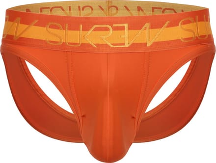 Sukrew V-Thong Jaffle Oranje - Maat M - Herenstring - String Jockstrap Combinatie - Mannen Ondergoed