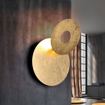 Trio Lighting LED wandlamp Leano, ronde lens, goud, indirect