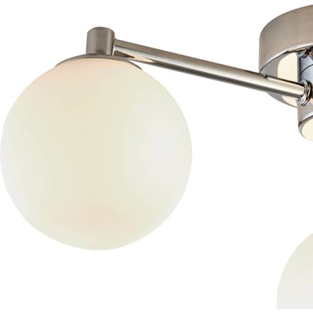 Searchlight Tiberius plafondlamp, chroom/rozet, glas, 3-lamps, G9