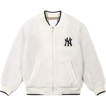 Veste en laine d'agneau MLB New York Yankees Veste unisexe Ivoire 31JPF1061-50I L