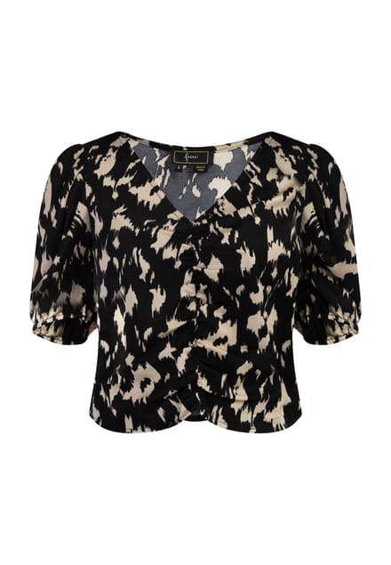 Faina Gedrapeerd blouseoverhemd Dames zwart/beige