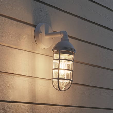 Konstsmide Olbia buitenwandlamp, wit, aluminium, hoogte 33 cm