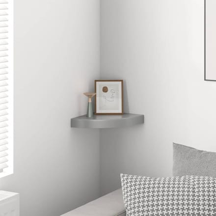 vidaXL - Hoekschap - zwevend - 25x25x3,8 - cm - MDF - hoogglans - grijs