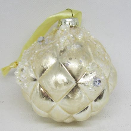ZoeZo Design - 14 stuks - Kerstbal - licht goud - groot - , pailletten - Ø 9 cm - Glas