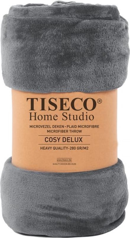Tiseco Home Studio - Deken COSY DELUX - microflannel - 280 g/m² - 180x220 cm - Donkergrijs