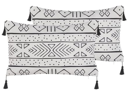 SCHEFFLERA - Sierkussen set van 2 - Wit - 30 x 50 cm - Fluweel